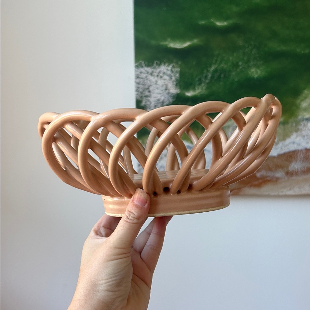 Vintage Woven Ceramic Basket